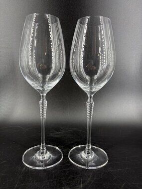 Schott Zwiesel Carat Crystal White Wine Glasses Set 2 Faceted Stem Elegant